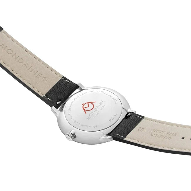 Mondaine Doppio Solar Skeleton Vegan Leather 41mm Watch MLE.41921.LBV