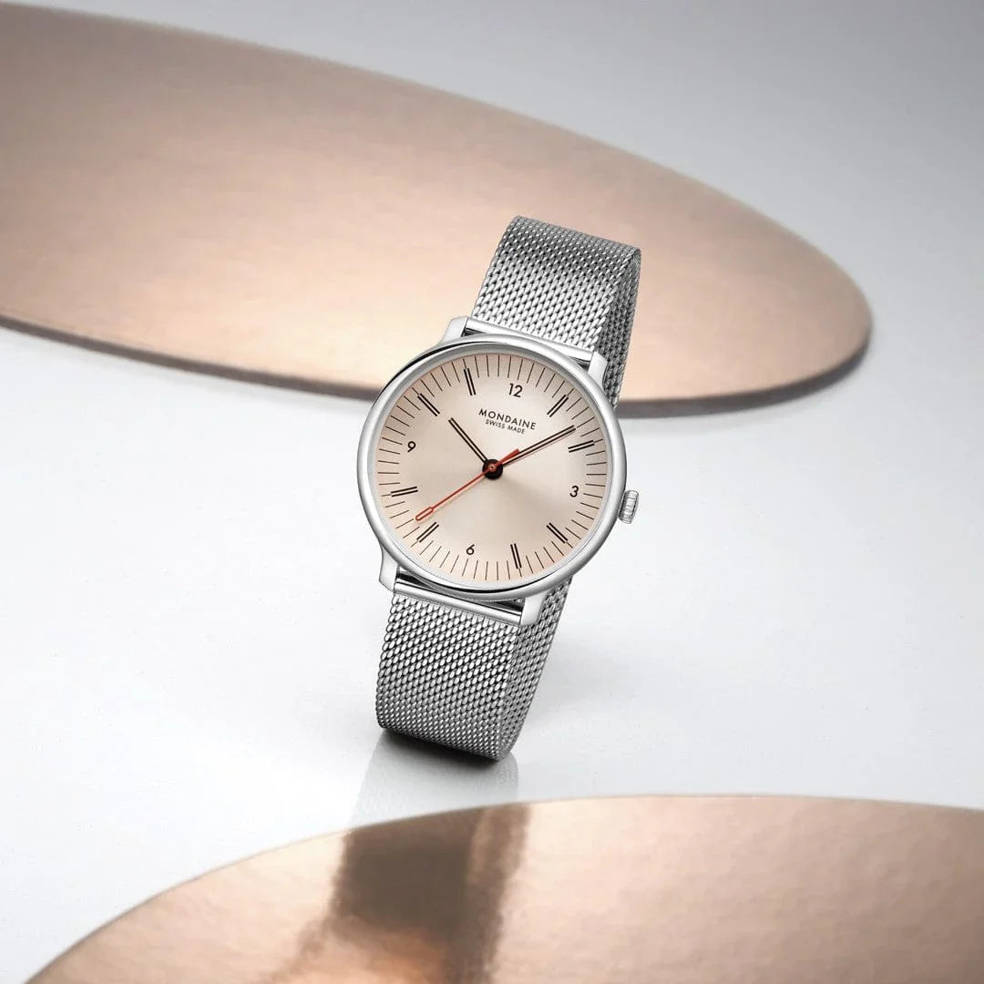 Mondaine Doppio Rose Stainless Steel 33mm Watch MLE.33150.SM