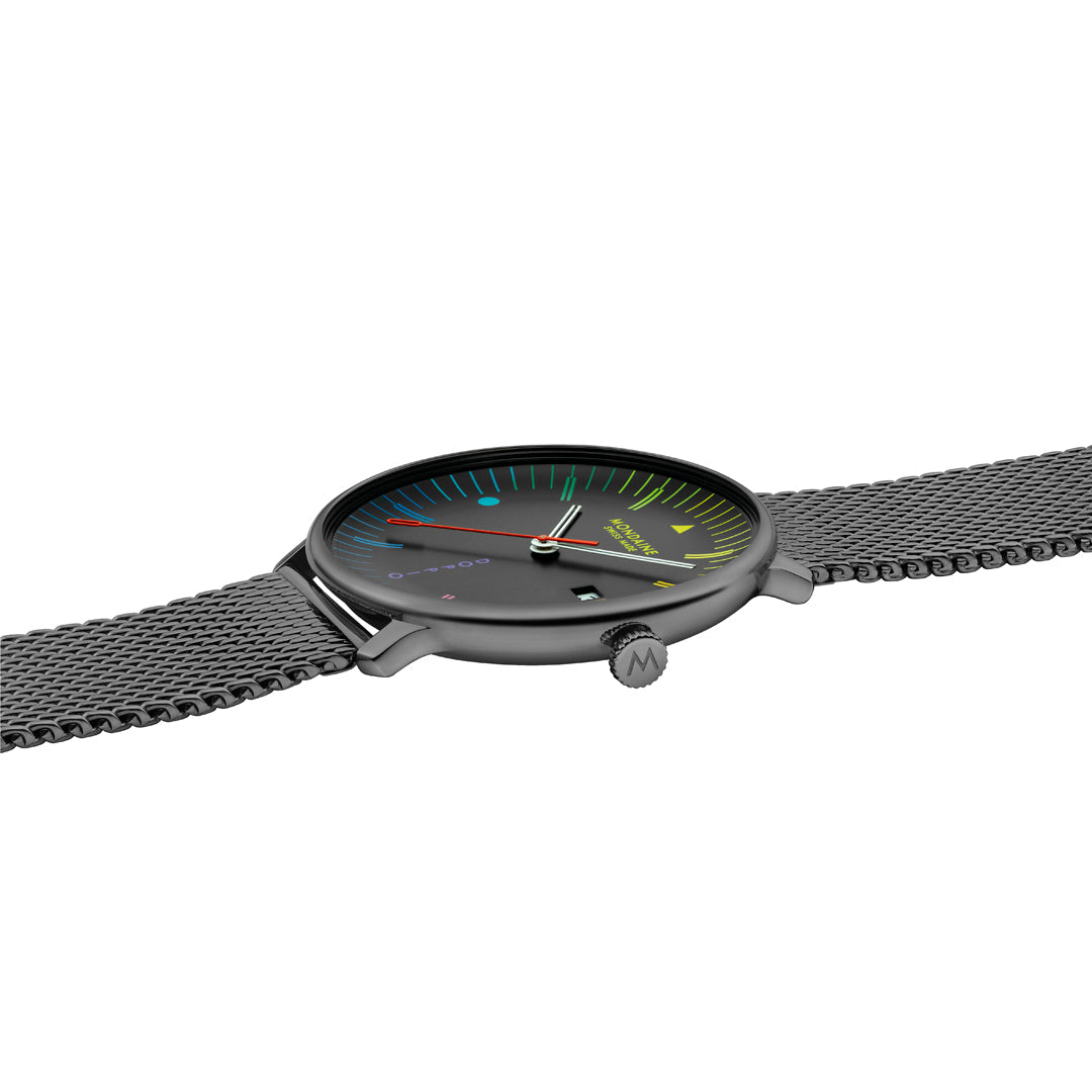 Mondaine Doppio Bauhaus Black Stainless Steel 41mm Watch - MLE.41221.SM