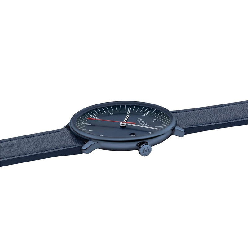 Mondaine Doppio 41mm Blue Vegan Grape Leather Watch MLE.41240.LDV