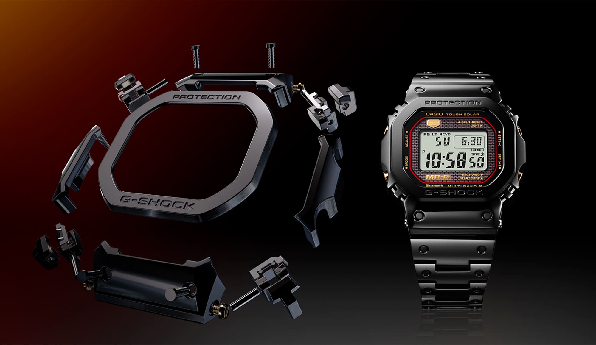 G-Shock MR-G Solar Black Dial Titanium Band Watch MRGB5000B-1D