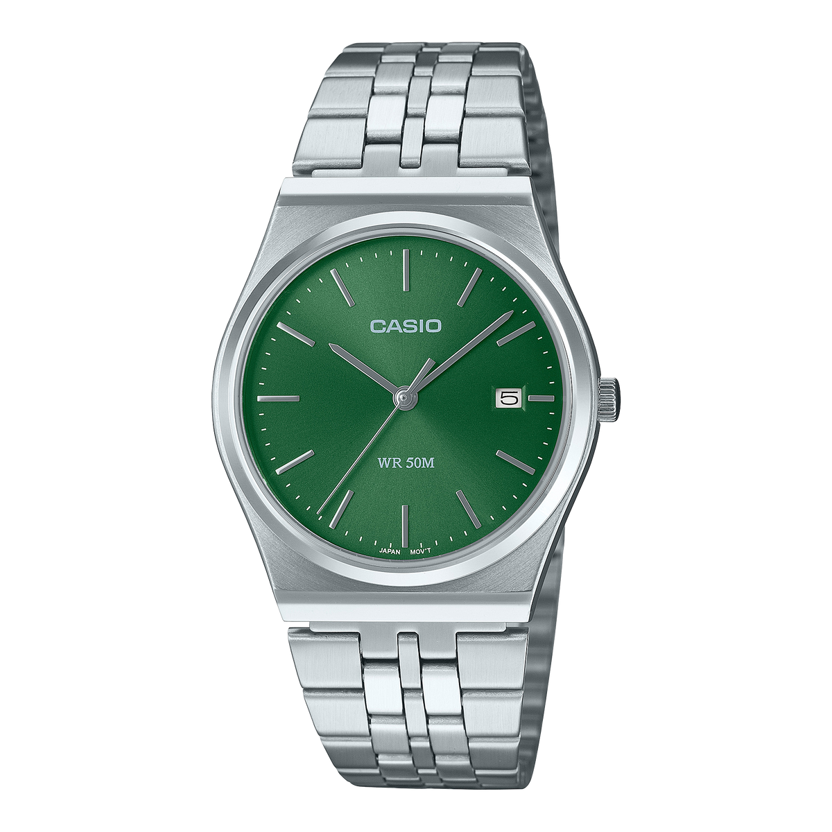 Casio Standard Silver Stainless Steel Green Dial Watch MTPB145D-3A