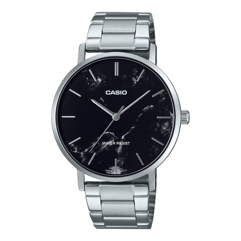 Casio Standard Black Dial Stainless Steel Watch MTPVT01DM-1A