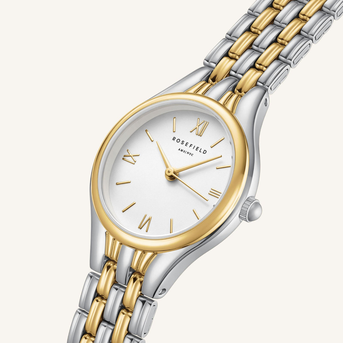 Rosefield Muse White Dial Two-Tone Silver Gold Bracelet Watch MUWDSD-MU03