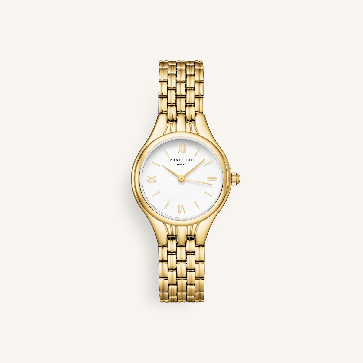 Rosefield Muse White Dial Gold Bracelet Watch MUWGSG-MU01