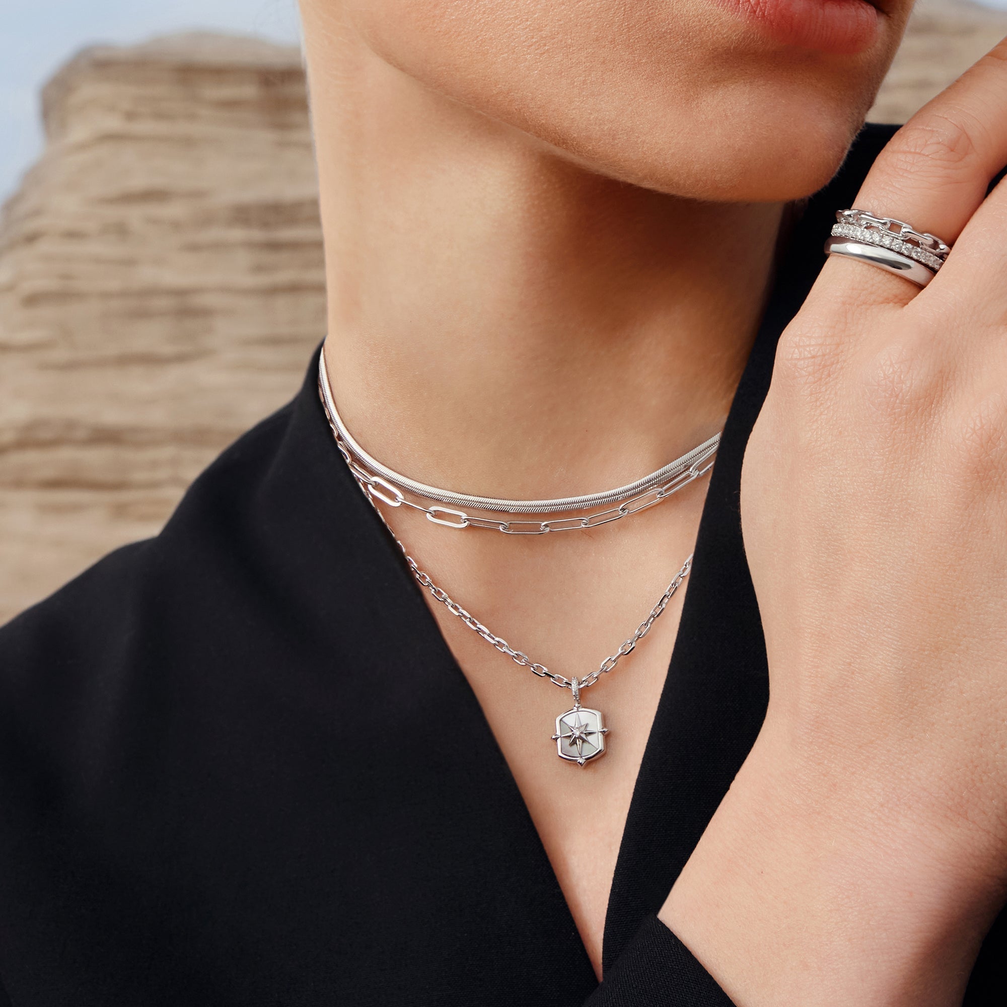 Ania Haie Silver Mother of Pearl Star Necklace Trendy Gift Idea