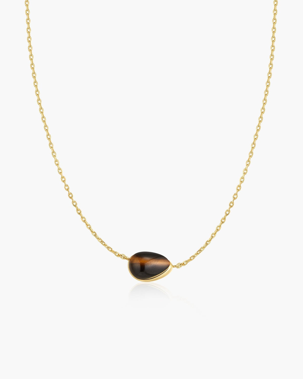 Ania Haie Gold Bezel Tiger's Eye Organic Dome Pebble Necklace N076-02G-TE N076-02G-TE front packshot