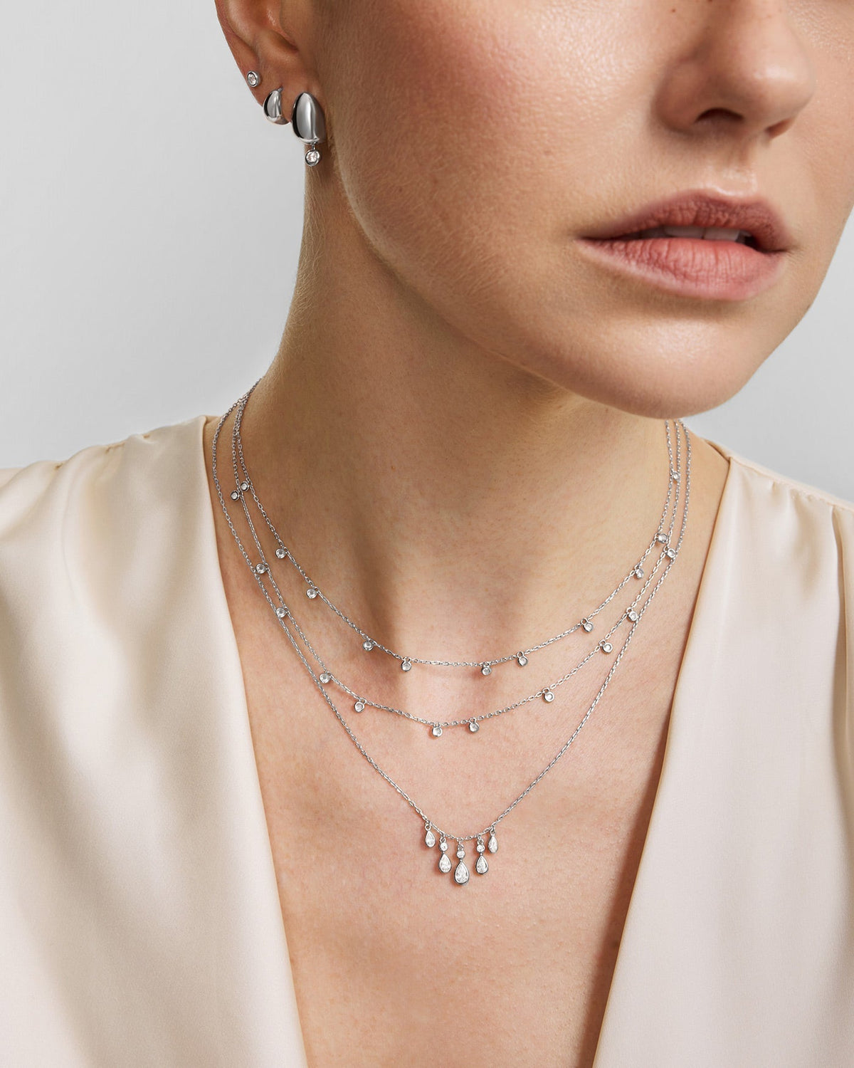 Ania Haie Silver Bezel-Set Teardrop Cascade Necklace N076-04H N076-04H view 2