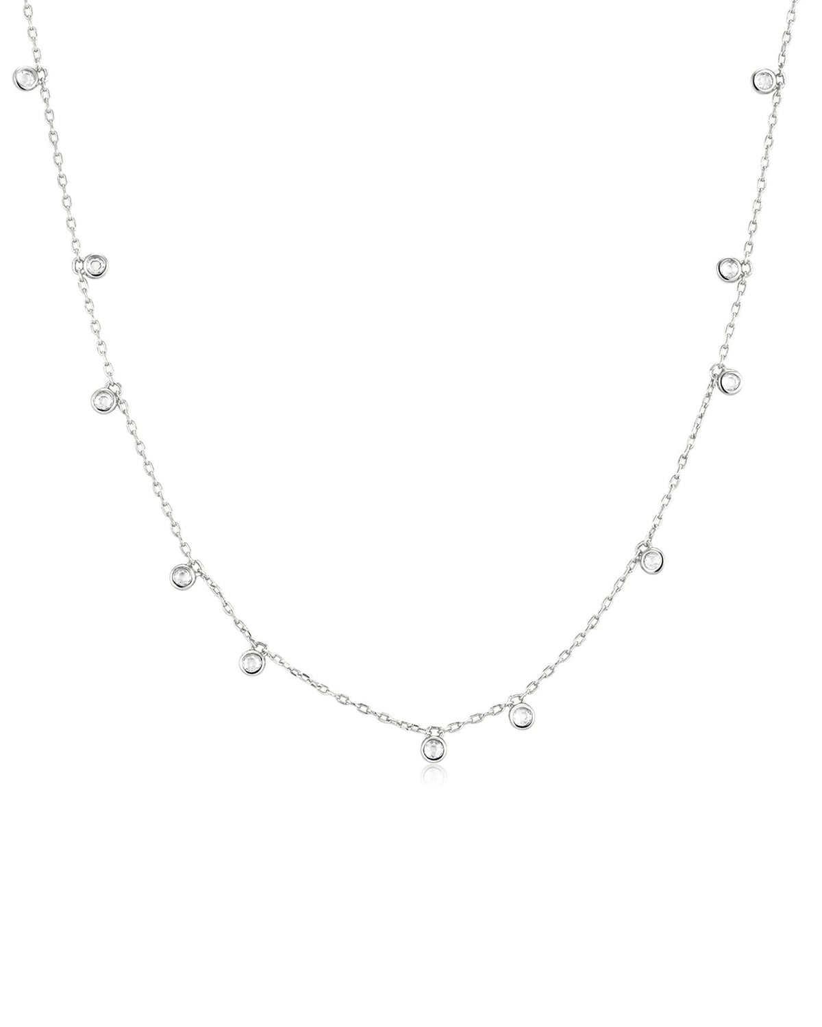 Ania Haie Silver Bezel-Set Droplet Station Necklace N076-05H N076-05H front packshot