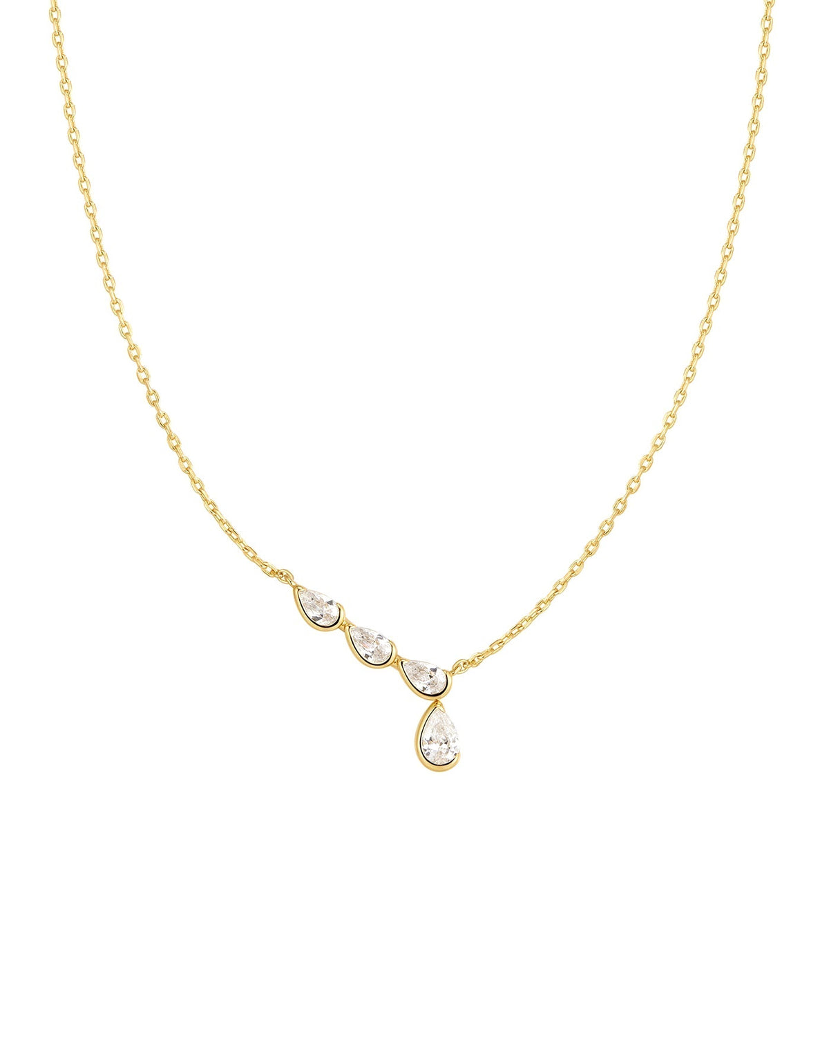Ania Haie Gold Half-Bezel Angled & Dangle Teardrop Necklace N076-06G N076-06G front packshot