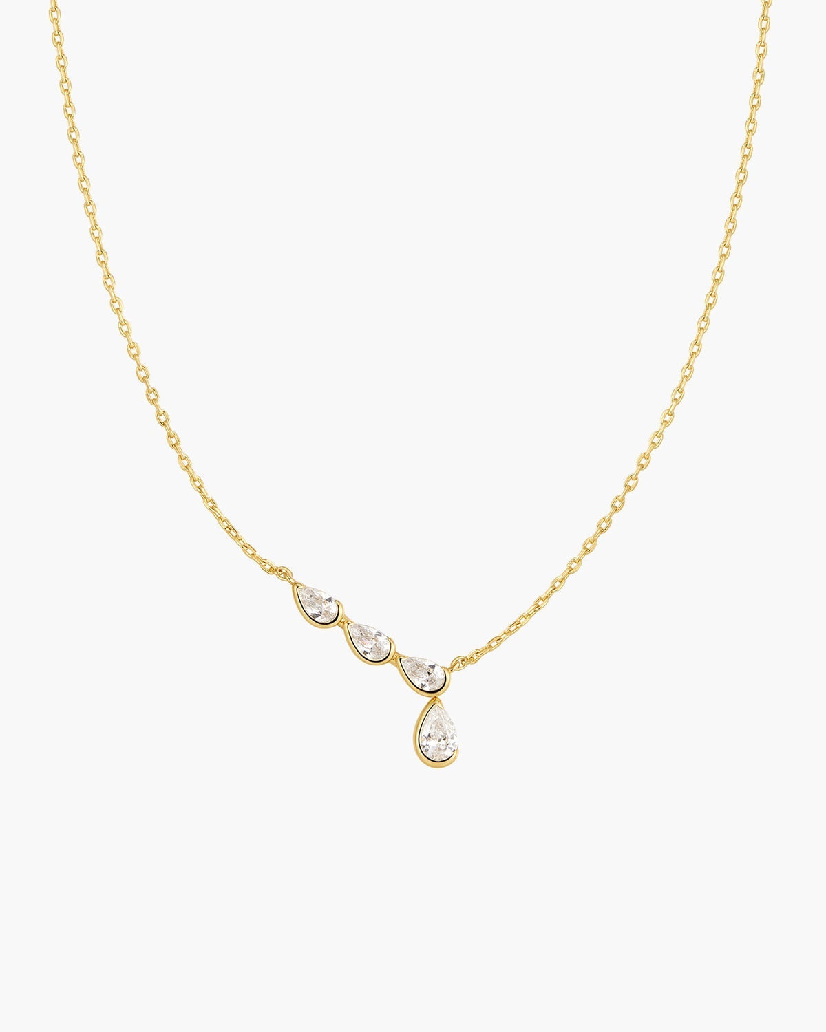 Ania Haie Gold Half-Bezel Angled & Dangle Teardrop Necklace N076-06G N076-06G front packshot