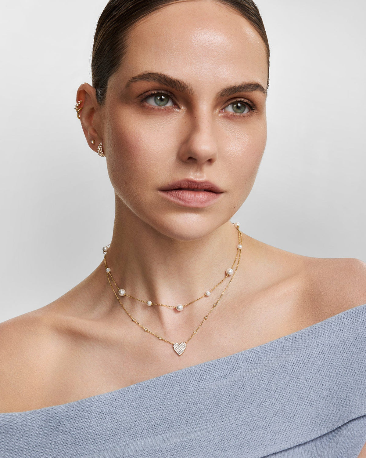 Ania Haie Gold Pave Heart with Bezel Station Necklace N076-11G N076-11G view 4