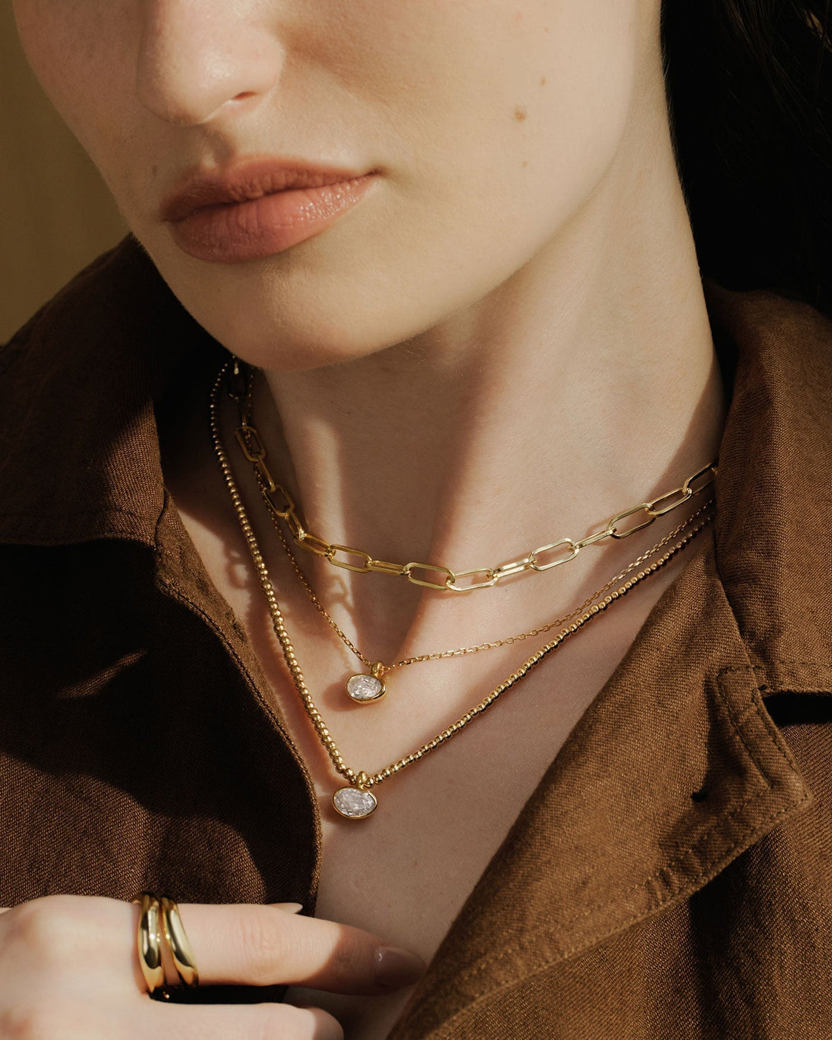 Ania Haie Gold Bezel Organic Pebble Necklace N076-03G N076-03G view 2