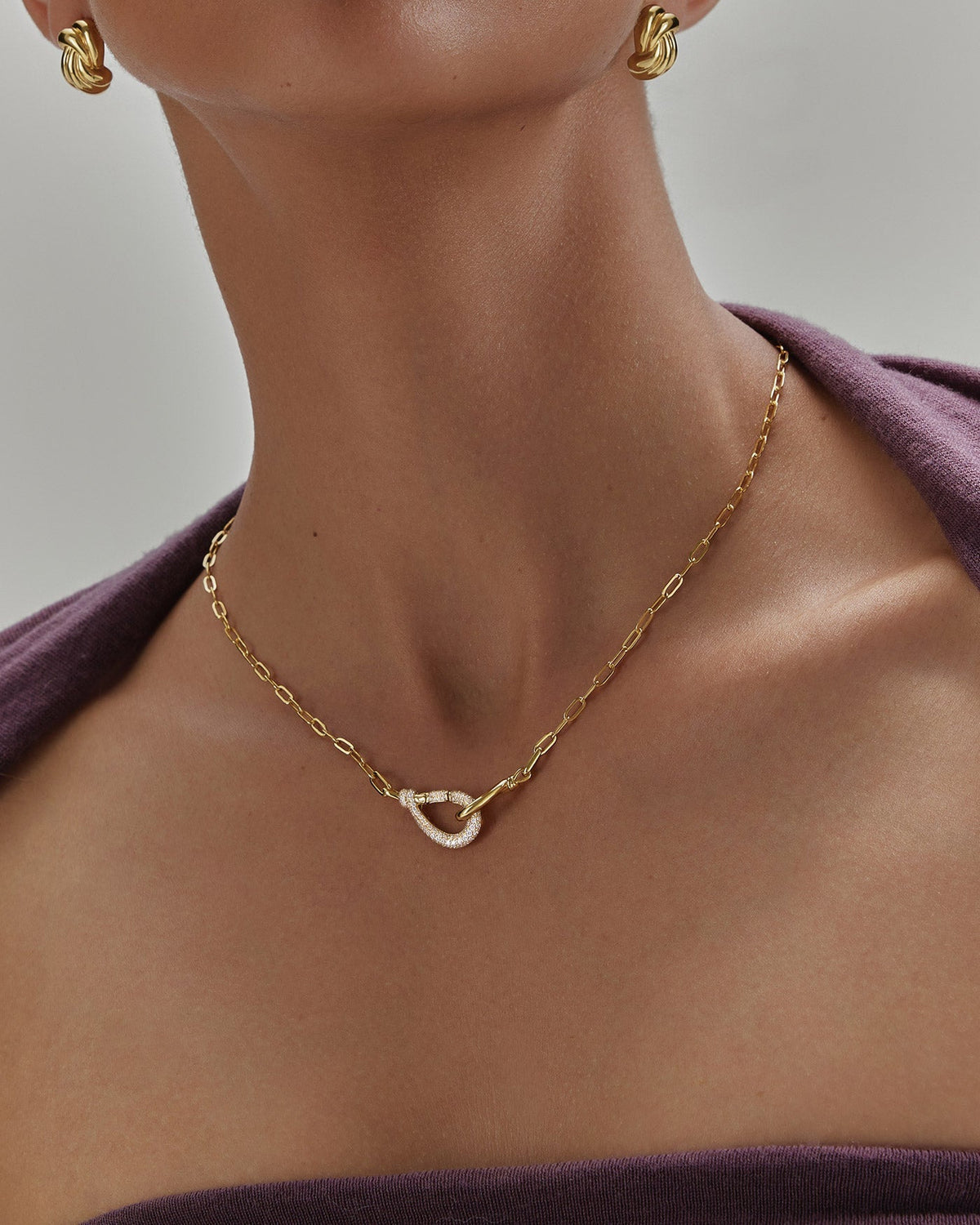 Ania Haie Gold Interlocked Pave & Polished Knot Necklace N077-05G N077-05G view 2