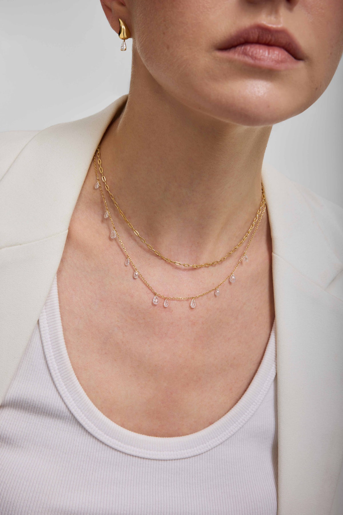 Ania Haie Gold Ethereal Teardrop Dangle Station Necklace N078-01G N078-01G view 2