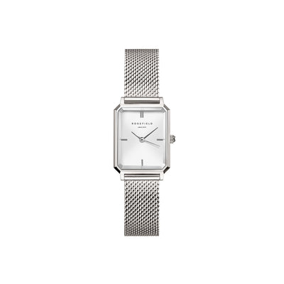 Rosefield The Octagon XS Mesh White Silver Watch OWSMS-O74