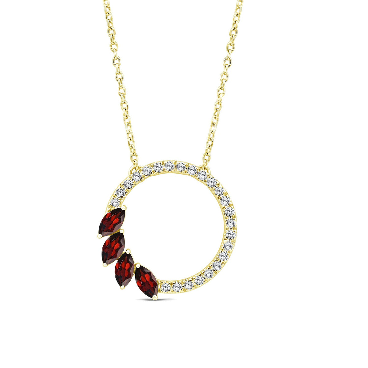 0.10ct Diamond & Garnet Necklace in 9K Yellow Gold