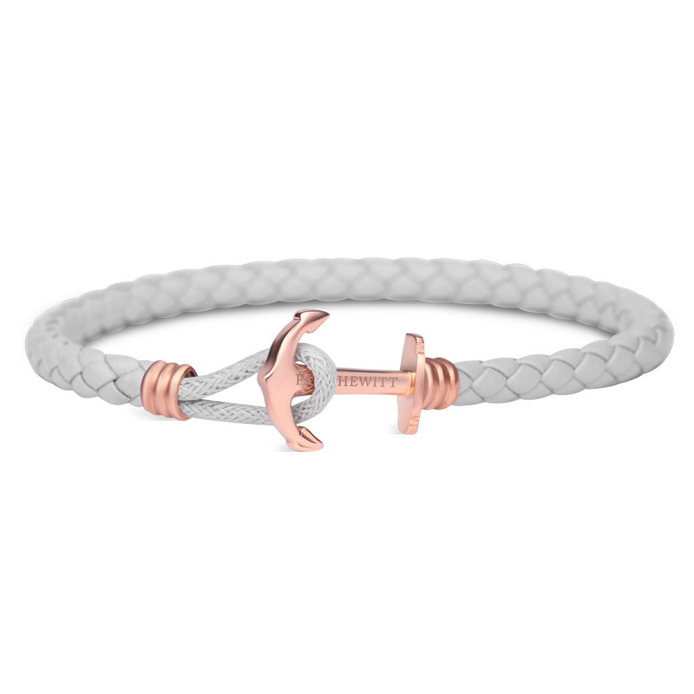 Paul Hewitt Phrep Lite Leather Rose Gold / Grey Bracelet - L
