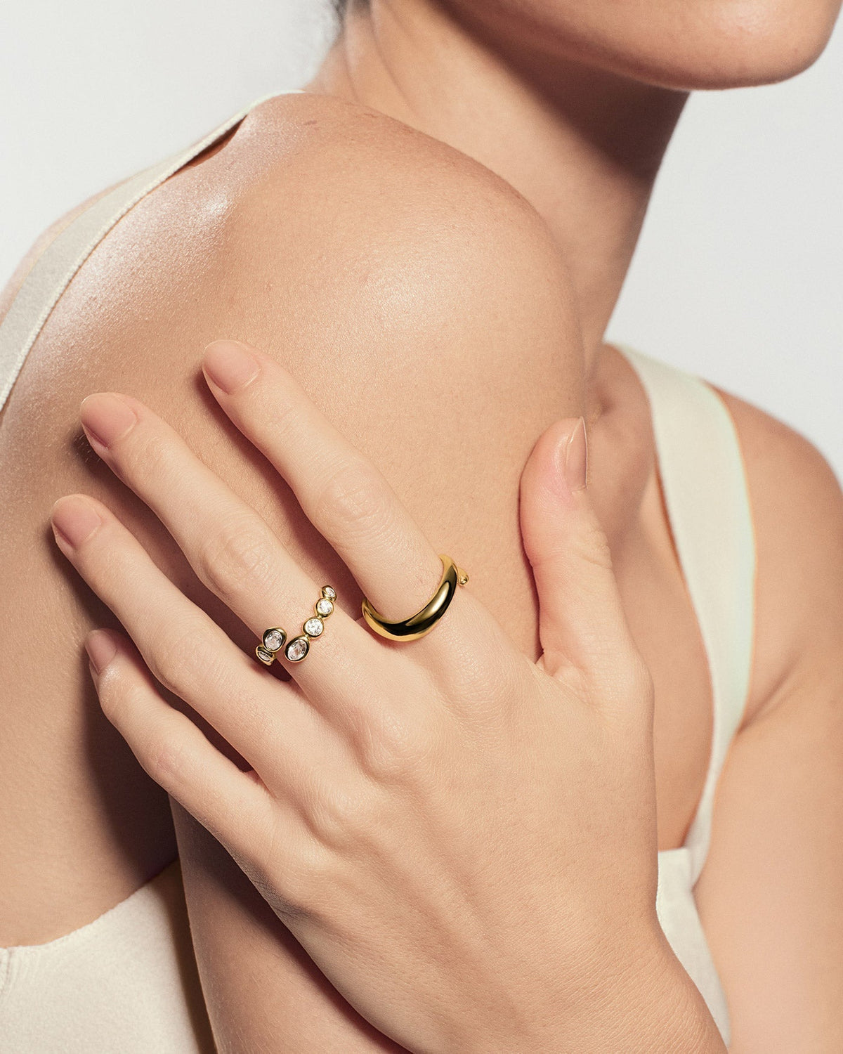 Ania Haie Gold Organic Pebble Spiral Bezel Adjustable Ring R076-01G R076-01G view 2