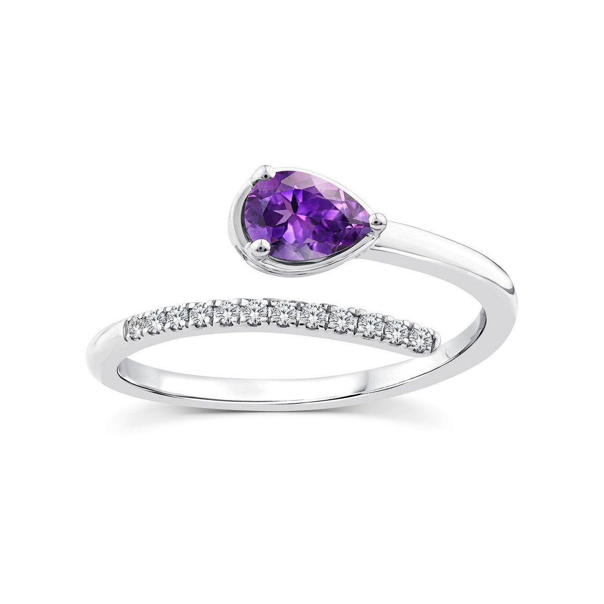 0.07ct Diamond & Amethyst Wrap Ring in 9K White Gold