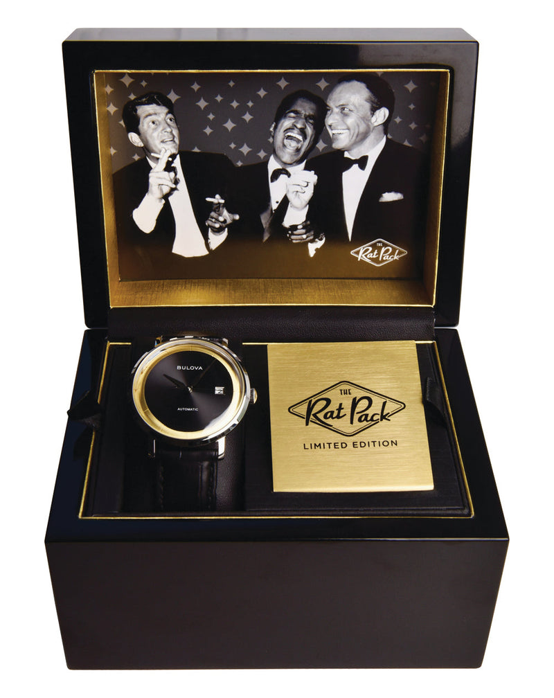 Bulova Limited Edition Frank Sinatra Rat Pack Black Leather Watch 96B406