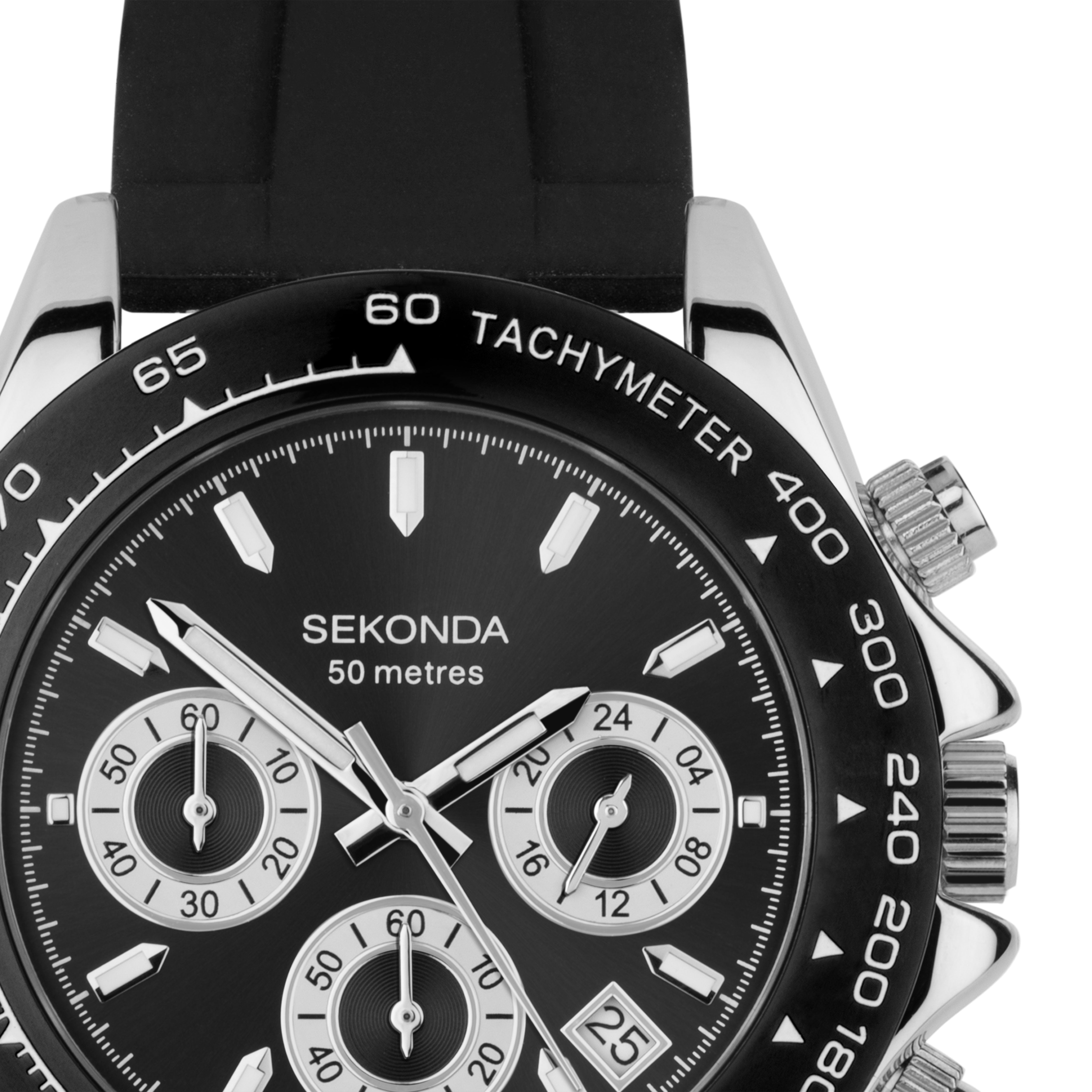 Sekonda Ocean Black Watch for Men Durable Chronograph Wristwatch