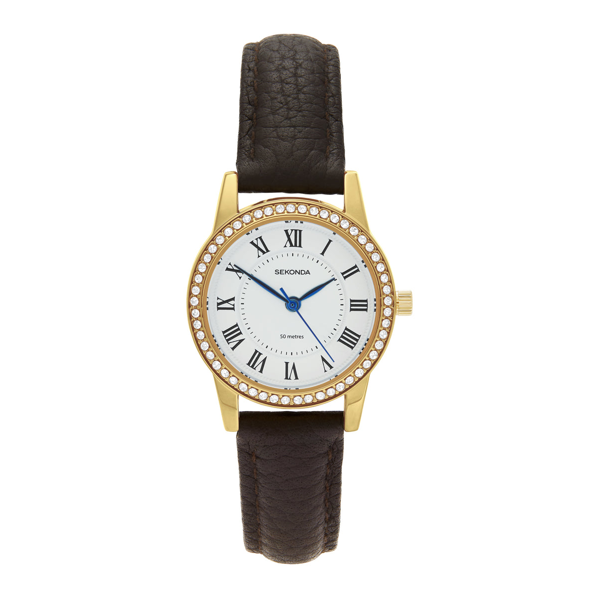 Sekonda Beaumont White Dial Brown Leather Womens Watch SK40794 front packshot