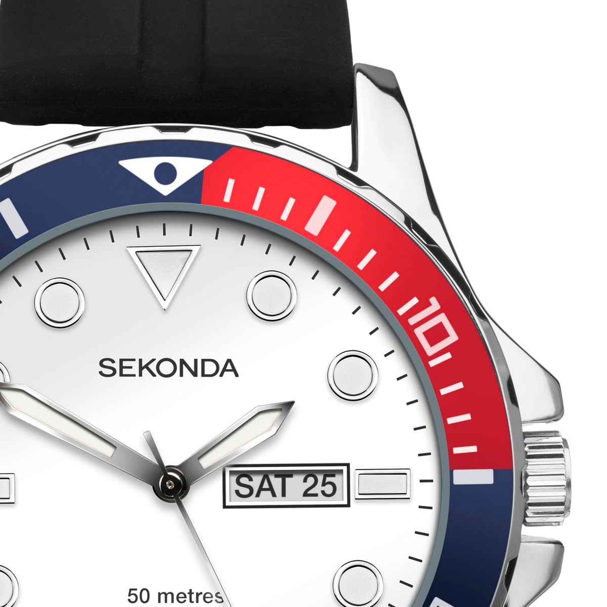 Sekonda Balearic White Dial Black Silicone Mens Watch SK30356 view 5