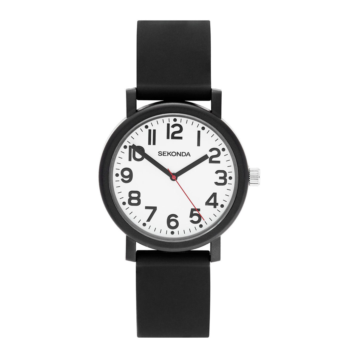 Sekonda Nova White Dial Black Silicone Unisex Watch SK30359 front packshot