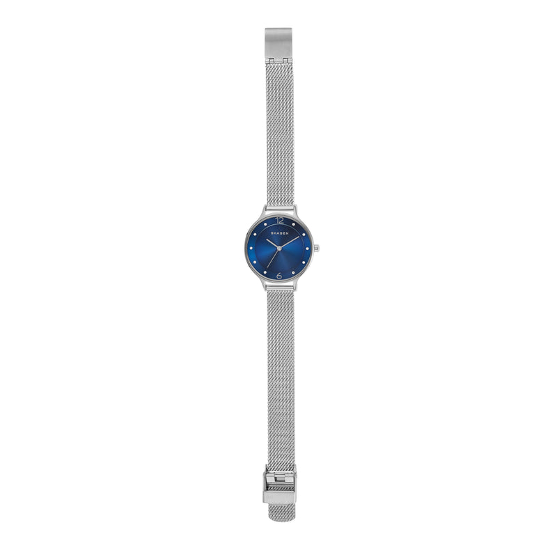 Skagen Anita Blue Swarovski Dial Stainless Steel Mesh Watch SKW2307