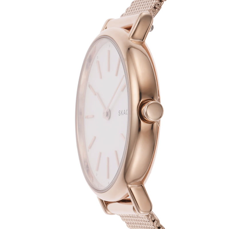 Skagen Signatur Women's Slim White Dial & Rose Gold Bracelet Watch SKW2694