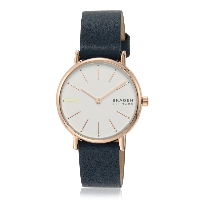 Skagen Signatur Lille Minimalist Rose-Tone Women's Watch with Navy Strap SKW2838