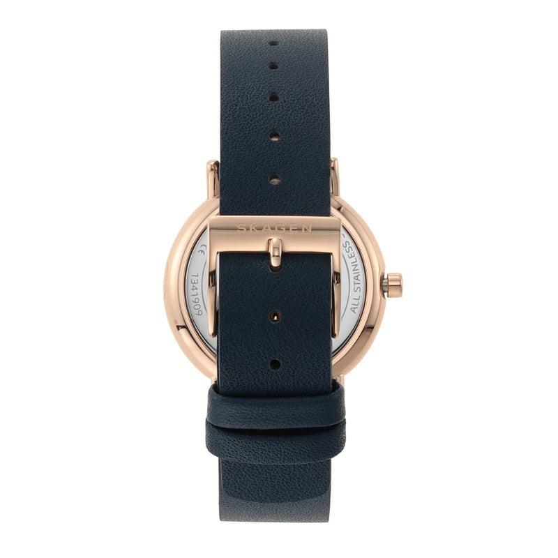 Skagen Signatur Lille Minimalist Rose-Tone Women's Watch with Navy Strap SKW2838