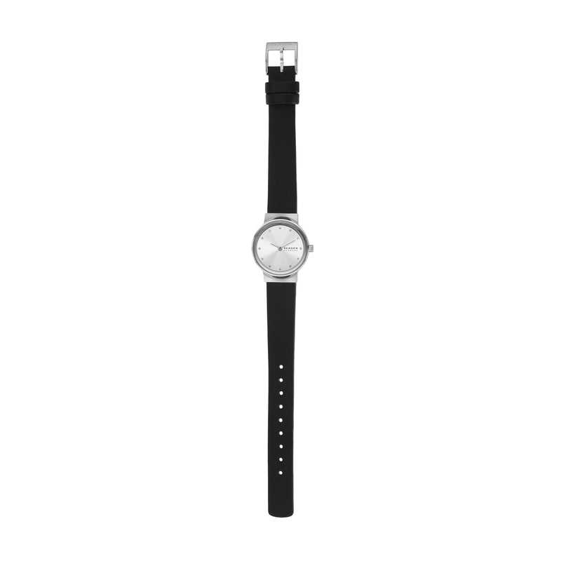 Skagen Freja Lille Elegant Black Leather Minimalist Watch SKW3119