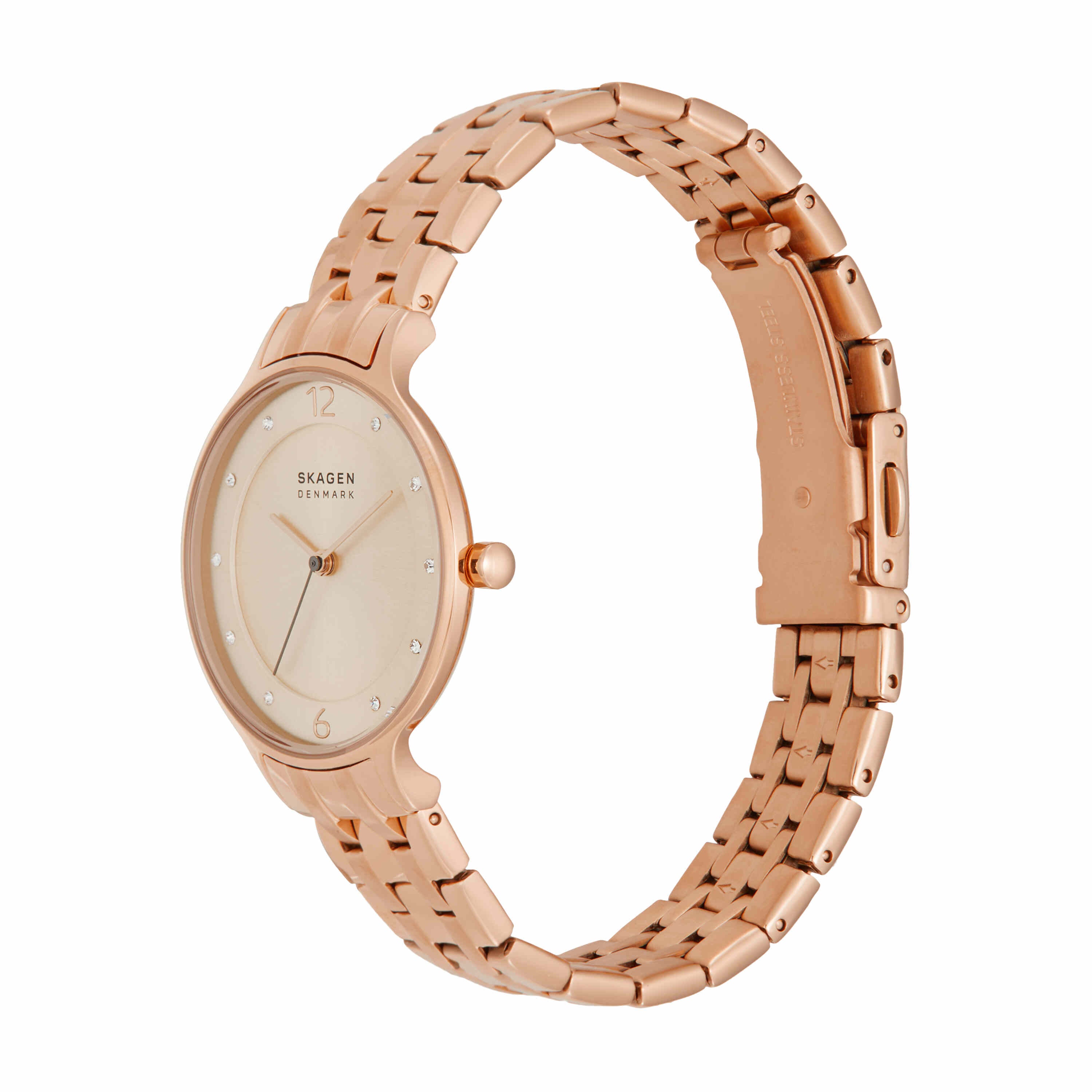 Skagen Anita Rose Gold Stainless Steel Watch with Three-Hand Movement SKW3128