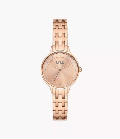 Skagen Anita Rose Gold Stainless Steel Watch with Three-Hand Movement SKW3128