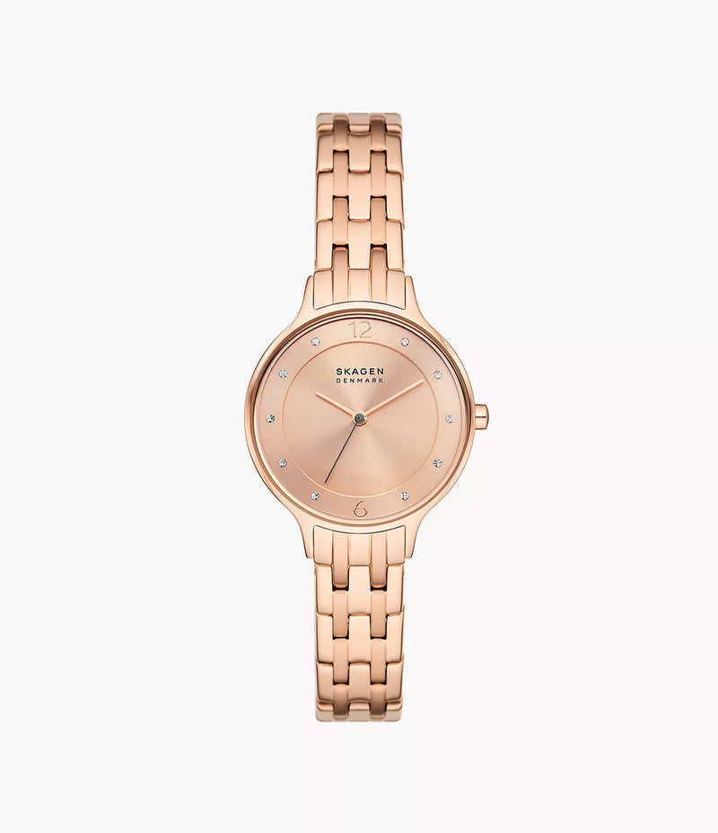 Skagen Anita Rose Gold Stainless Steel Watch with Three-Hand Movement SKW3128