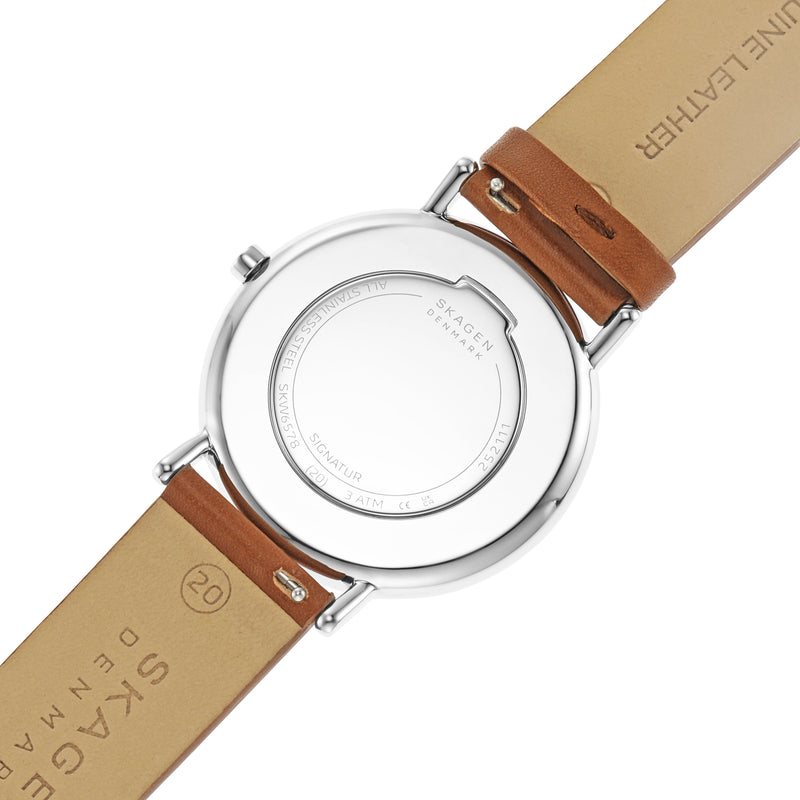 Skagen Signatur Men's Watch with Quartz Movement and Brown Leather Strap SKW6578