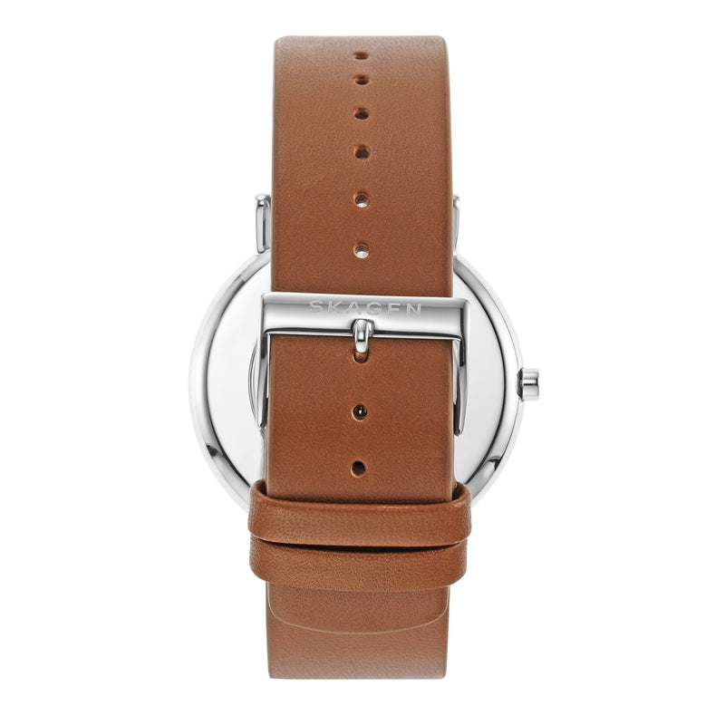 Skagen Signatur Men's Watch with Quartz Movement and Brown Leather Strap SKW6578