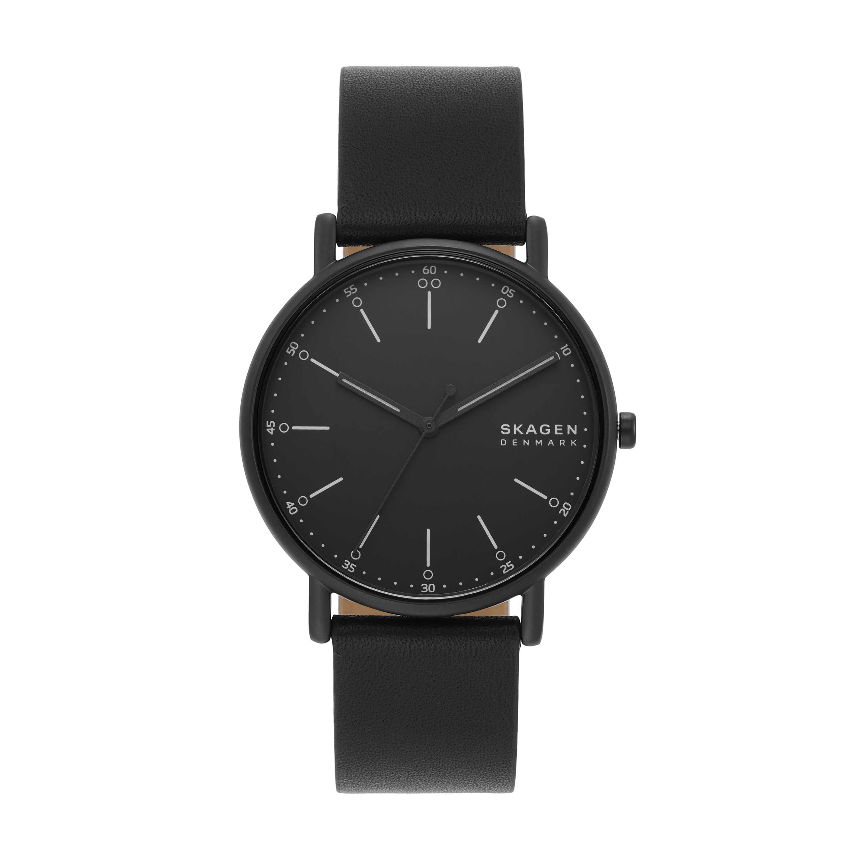 Skagen Signatur Three-Hand Black Leather Watch SKW6902