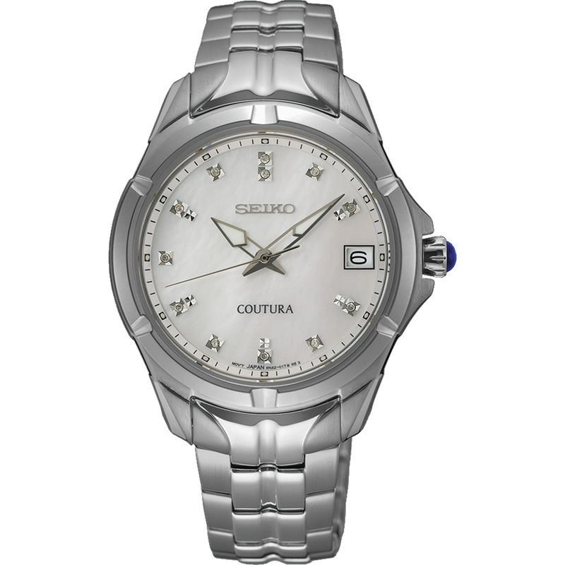 Seiko Coutura Analogue Mother of Pearl Dial Stainless Steel Watch SUR593P