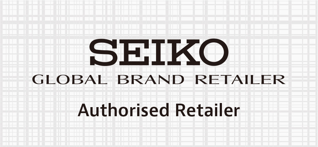 Seiko authorised retailer logo on a grid background