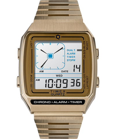 Q Timex Reissue Digital LCA 32.5mm Stainless Steel Bracelet Watch TW2U72500