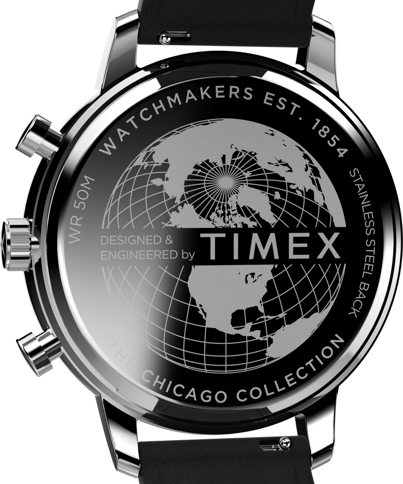 Timex Chicago 45mm Leather Black Dial Watch TW2W13100