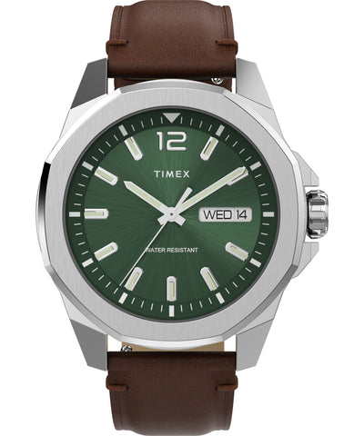 Timex Essex 44mm Leather Green Dial Watch TW2W14000