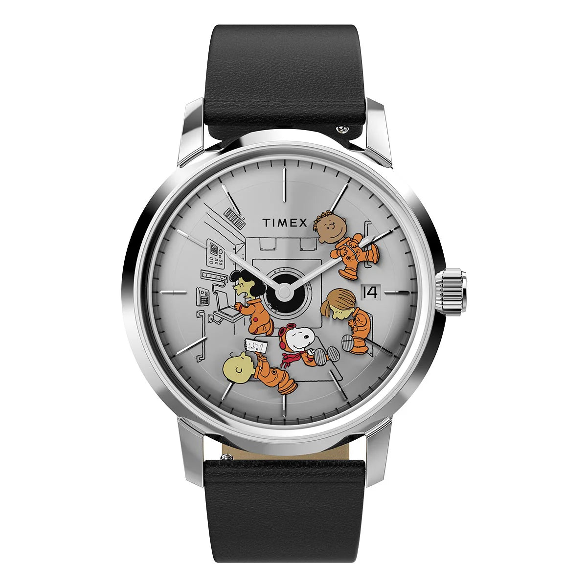 Timex Lab x Peanuts Space Marlin Automatic Silver Dial 40mm Leather Band TW2W87200