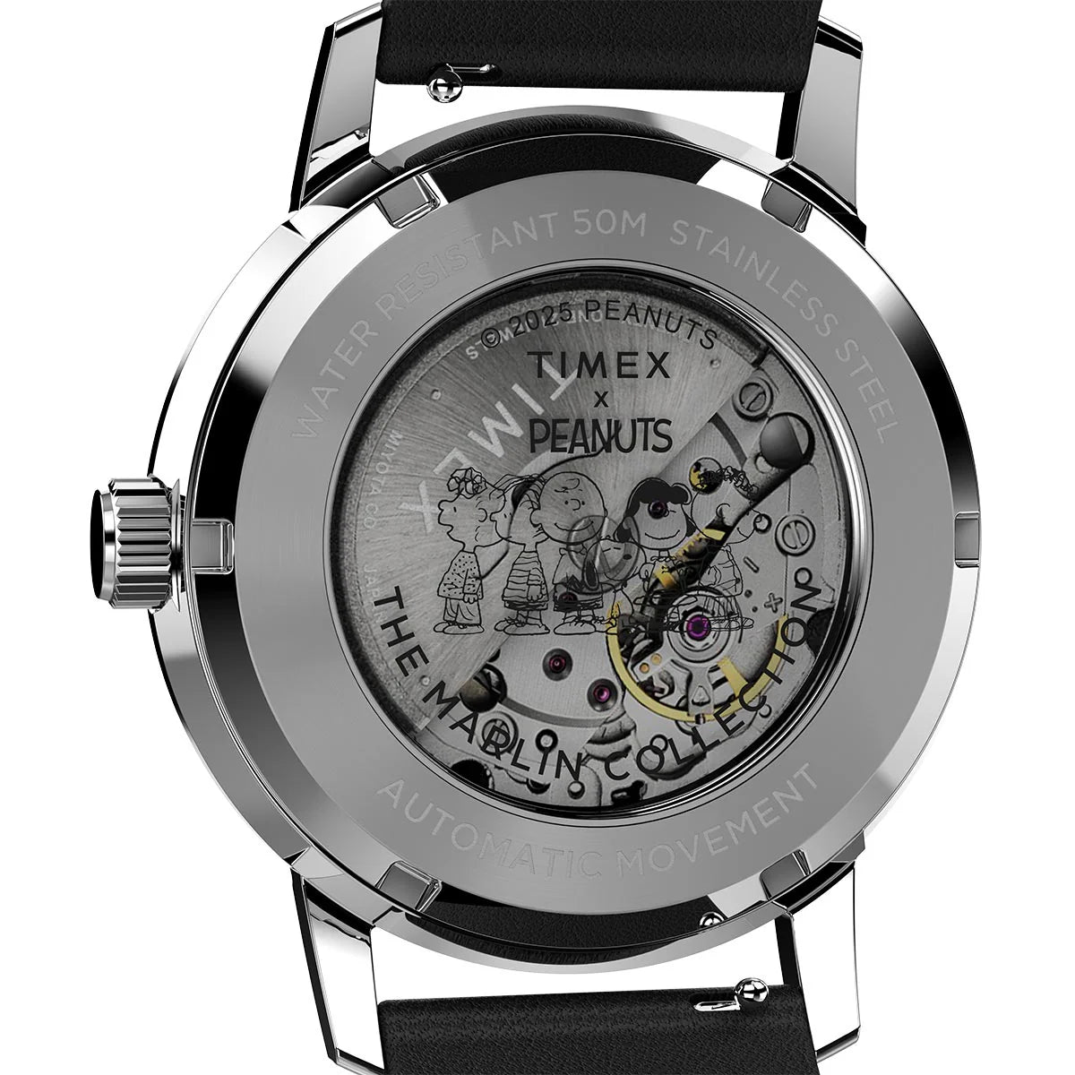 Timex Lab x Peanuts Space Marlin Automatic Silver Dial 40mm Leather Band TW2W87200