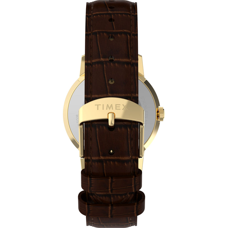 Timex Marlin Quartz Green Dial 34mm Leather Strap Watch TW2Y37800