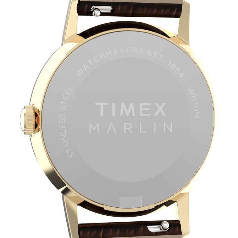 Timex Marlin Quartz Green Dial 34mm Leather Strap Watch TW2Y37800
