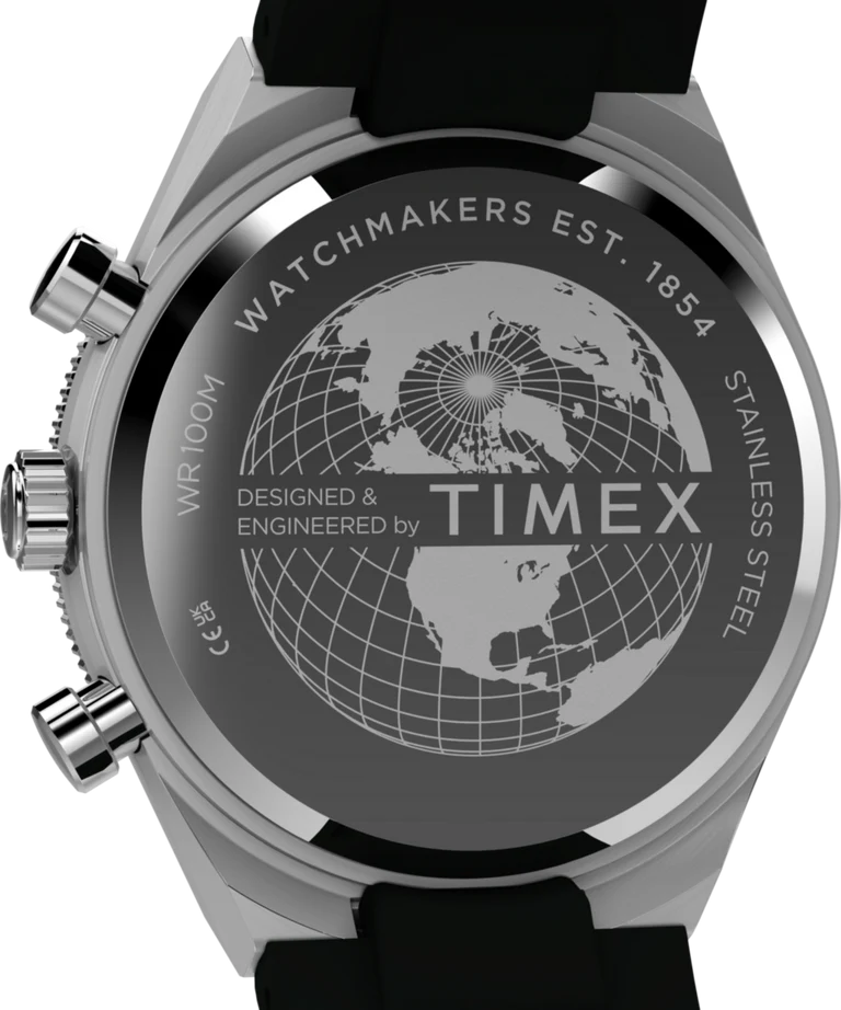 Timex Q Chronograph Black Dial and Rubber Band Watch TW2Y56100